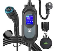 EVJUICION Chargeur Voiture Electrique, 3,68KW | 8-16A | 0-12H | 6M Programmé Chargeur Type 2 avec Grand écran LED et Support Mural, Portabilité Domestique Cable Recharge Véhicule Électrique avec Sac