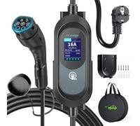 EVJUICION Chargeur Voiture Electrique 8 Mètres 16A-8A | 3,68KW | 0-12H | IP67 Programmé Chargeur Type 2 avec Grand écran LED et Support Mural Portabilité Cable Recharge Voiture Électrique avec Sac