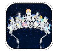Evlry Diadème de mariage en forme d'étoile de mer en cristal argenté - Couronne de princesse - Costume de princesse - Bandeau de mariée - Pour femme, taille unique, Strass, Pas de gemme
