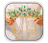 Evlry Diadèmes et couronnes de mariage, couronne de reine en strass vert, diadèmes de princesse de mariée en cristal pour femmes, taille unique, Strass, Pas de gemme