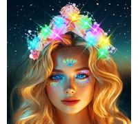 Evlry Diadèmes et couronnes de sirène à LED, en forme d'étoile de mer, en coquillage lumineux, couronne de cheveux, pour femme