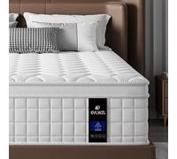 EVLWZL Matelas Queen size de 25,4 cm dans une boîte avec mousse à mémoire de forme hybride, ressorts ensachés individuels pour fournir un soutien et améliorer le sommeil, fermeté moyenne (blanc)