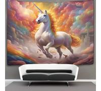 EVMILA 3D Colorful Licorne Impression Murale Couverture Décor Maison Poster Art Tapisserie Tenture Murale Polyester Doux Pour Chambre Salon, Dortoir & Décor De Pièce 100cmx150cm