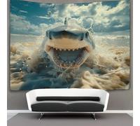 EVMILA 3D Le grand requin blanc Impression Murale Couverture Décor Maison Poster Art Tapisserie Tenture Murale Polyester Doux Pour Chambre Salon, Dortoir & Décor De Pièce 150cmx200cm
