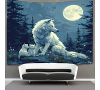 EVMILA 3D Le loup Impression Murale Couverture Décor Maison Poster Art Tapisserie Tenture Murale Polyester Doux Pour Chambre, Décorations Plage Couverture Dortoir 150cmx200cm