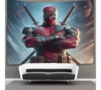 EVMILA 3D Marvels Deadpool Impression Murale Couverture Décor Maison Poster Art Tapisserie Tenture Murale Polyester Doux Pour Salon Chambre Dortoir Déco 180cmx230cm