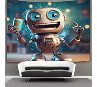 EVMILA 3D Petit robot Impression Murale Couverture Décor Maison Poster Art Tapisserie Tenture Murale Polyester Doux Pour Chambre Salon, Dortoir & Décor De Pièce 130cmx150cm