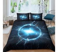 EVMILA Boule d'éclair Housses De Couettes 3D Imprimé Énergie Housse De Couette pour Adultes Et Enfants Microfibr Parure De Lit E avec Fermeture À Glissière avec Taies 3 Pièces King（220x240cm）