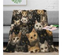 EVMILA Chat Literie Couverture Impression 3D en Microfibre Cadeau De Noël Canapé Peluche Super Douce Et Douillette pour Garçons Et Filles Camping 80x90inch(200x230cm)