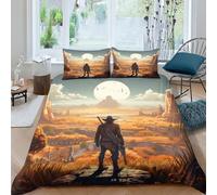 EVMILA Cowboy Housses De Couettes Housse De Couette pour Adultes Et Enfants 3D Imprimé Sauvage E avec Fermeture À Glissière Parure De Lit avec Taies Microfibr 3 Pièces King(220x240cm)