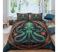 EVMILA Cthulhu 3D Imprimé l'art de l'horreur pour Adultes Et Enfants Housses De Couettes Housse De Couette E avec Fermeture À Glissière Microfibr avec Taies Parure De Lit 3 Pièces King（220x240cm）