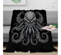 EVMILA Cthulhu Impression 3D Couverture Literie en Microfibre Lit Peluche Super Douce Et Douillette Cadeau De Noël pour Et Camping 40x50inch(100x130cm)