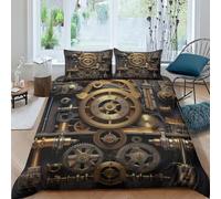 EVMILA Engrenage Housse De Couette Housses De Couettes 3D Imprimé Steampunk pour Adultes Et Enfants Parure De Lit Microfibr avec Taies E avec Fermeture À Glissière 3 Pièces King（220x240cm）