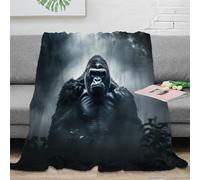 EVMILA Gorille Impression 3D Wild Animal Literie Couverture Peluche en Microfibre Canapé Super Douce Et Douillette Cadeau De Noël pour Garçons Et Filles 80x90inch(200x230cm)