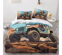 EVMILA Jeep Housse De Couette Housses De Couettes pour Adultes Et Enfants 3D Imprimé avec Taies E avec Fermeture À Glissière Microfibr Parure De Lit 3 Pièces Double(200x200cm)
