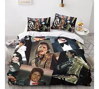 EVMILA Michael Jackson Housse De Couette 3D Imprimé Housses De Couettes pour Adultes Et Enfants avec Taies Microfibr Parure De Lit E avec Fermeture À Glissière 3 Pièces Double(200x200cm)