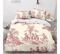 EVMILA Motif de la Toile de Jouy 3D Imprimé pour Adultes Et Enfants Housses De Couettes Housse De Couette E avec Fermeture À Glissière Microfibr Parure De Lit avec Taies 3 Pièces King（220x240cm）