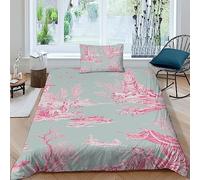 EVMILA Motif de la Toile de Jouy Housses De Couettes Housse De Couette 3D Imprimé pour Adultes Et Enfants avec Taies E avec Fermeture À Glissière Parure De Lit Microfibr 2 Pièces Single(135x200cm)