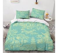 EVMILA Motif de la Toile de Jouy Housses De Couettes Housse De Couette 3D Imprimé pour Adultes Et Enfants Microfibr E avec Fermeture À Glissière avec Taies Parure De Lit 3 Pièces King（220x240cm）