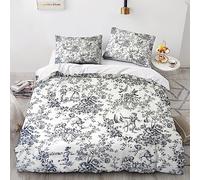 EVMILA Motif de la Toile de Jouy pour Adultes Et Enfants Housse De Couette Housses De Couettes 3D Imprimé E avec Fermeture À Glissière avec Taies Microfibr Parure De Lit 3 Pièces King（220x240cm）