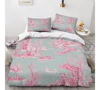 EVMILA Motif de la Toile de Jouy pour Adultes Et Enfants Housses De Couettes 3D Imprimé Housse De Couette Microfibr E avec Fermeture À Glissière Parure De Lit avec Taies 3 Pièces King(220x240cm)