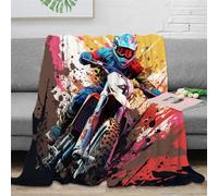 EVMILA Moto Cross Literie Couverture Impression 3D en Microfibre Canapé Super Douce Et Douillette Peluche Cadeau pour Garçons Et Filles pour Enfant Voyage 50x60inch(127x152cm)