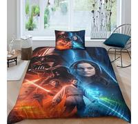 EVMILA Star Wars 3D Imprimé Chevalier Jedi pour Adultes Et Enfants Housses De Couettes Housse De Couette E avec Fermeture À Glissière Microfibr avec Taies Parure De Lit 2 Pièces Single（135x200cm）
