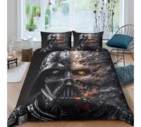 EVMILA Star Wars 3D Imprimé Dark Vador Housses De Couettes pour Adultes Et Enfants Housse De Couette avec Taies Parure De Lit Microfibr E avec Fermeture À Glissière 3 Pièces Double（200x200cm）