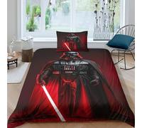 EVMILA Star Wars 3D Imprimé Dark Vador pour Adultes Et Enfants Housse De Couette Housses De Couettes Microfibr Parure De Lit avec Taies E avec Fermeture À Glissière 2 Pièces Single（135x200cm）