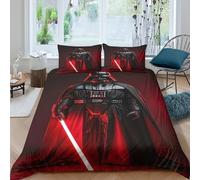 EVMILA Star Wars 3D Imprimé Dark Vador pour Adultes Et Enfants Housses De Couettes Housse De Couette avec Taies Parure De Lit Microfibr E avec Fermeture À Glissière 3 Pièces King（220x240cm）