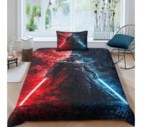 EVMILA Star Wars 3D Imprimé Dark Vador pour Adultes Et Enfants Housses De Couettes Housse De Couette Microfibr E avec Fermeture À Glissière Parure De Lit avec Taies 2 Pièces Single(135x200cm)