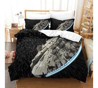 EVMILA Star Wars 3D Imprimé Faucon Millenium pour Adultes Et Enfants Housses De Couettes Housse De Couette Parure De Lit Microfibr E avec Fermeture À Glissière avec Taies 3 Pièces Single（140x200cm）