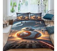EVMILA Star Wars 3D Imprimé R2-D2 pour Adultes Et Enfants Housse De Couette Housses De Couettes Microfibr Parure De Lit avec Taies E avec Fermeture À Glissière 3 Pièces King(220x240cm)