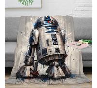 EVMILA Star Wars Couverture Impression 3D R2-D2 Literie Super Douce Et Douillette en Microfibre Peluche Cadeau Canapé pour Garçons Et Filles Voyage 60x80inch(150x200cm)
