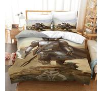 EVMILA Star Wars Housse De Couette 3D Imprimé Mandalorien Housses De Couettes pour Adultes Et Enfants Microfibr Parure De Lit avec Taies E avec Fermeture À Glissière 3 Pièces Single(140x200cm)