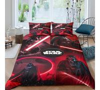 EVMILA Star Wars Housse De Couette pour Adultes Et Enfants Housses De Couettes 3D Imprimé Dark Vador E avec Fermeture À Glissière avec Taies Microfibr Parure De Lit 3 Pièces King（220x240cm）