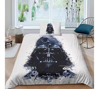 EVMILA Star Wars Housses De Couettes 3D Imprimé Dark Vador pour Adultes Et Enfants Housse De Couette Parure De Lit Microfibr avec Taies E avec Fermeture À Glissière 2 Pièces Single(135x200cm)