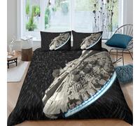 EVMILA Star Wars Housses De Couettes pour Adultes Et Enfants 3D Imprimé Faucon Millenium Housse De Couette Microfibr Parure De Lit E avec Fermeture À Glissière avec Taies 3 Pièces Double(200x200cm)