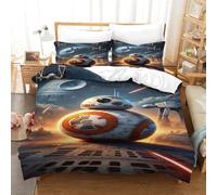 EVMILA Star Wars Housses De Couettes pour Adultes Et Enfants 3D Imprimé R2-D2 Housse De Couette Microfibr Parure De Lit E avec Fermeture À Glissière avec Taies 3 Pièces Single(140x200cm)