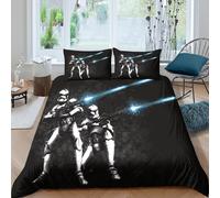EVMILA Star Wars Housses De Couettes pour Adultes Et Enfants 3D Imprimé Stormtrooper Housse De Couette Microfibr avec Taies Parure De Lit E avec Fermeture À Glissière 3 Pièces King(220x240cm)