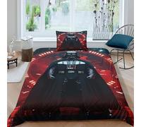 EVMILA Star Wars Housses De Couettes pour Adultes Et Enfants Housse De Couette 3D Imprimé Dark Vador Microfibr avec Taies Parure De Lit E avec Fermeture À Glissière 2 Pièces Single(135x200cm)