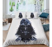 EVMILA Star Wars pour Adultes Et Enfants 3D Imprimé Dark Vador Housse De Couette Housses De Couettes avec Taies E avec Fermeture À Glissière Parure De Lit Microfibr 3 Pièces Double（200x200cm）