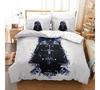EVMILA Star Wars pour Adultes Et Enfants Housse De Couette 3D Imprimé Dark Vador Housses De Couettes Microfibr Parure De Lit E avec Fermeture À Glissière avec Taies 3 Pièces Single（140x200cm）