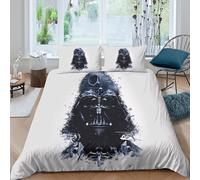 EVMILA Star Wars pour Adultes Et Enfants Housse De Couette 3D Imprimé Dark Vador Housses De Couettes Microfibr Parure De Lit E avec Fermeture À Glissière avec Taies 3 Pièces King(220x240cm)