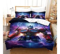 EVMILA Transformers 3D Imprimé Optimus Prime Housse De Couette pour Adultes Et Enfants Housses De Couettes Microfibr E avec Fermeture À Glissière avec Taies Parure De Lit 3 Pièces Single（140x200cm）