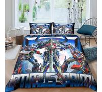 EVMILA Transformers Housses De Couettes pour Adultes Et Enfants Housse De Couette 3D Imprimé Optimus Prime Parure De Lit E avec Fermeture À Glissière Microfibr avec Taies 3 Pièces King（220x240cm）