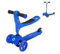 EVO Cruiser Trottinette 3 en 1, bleue, hauteur de poignée réglable, design interchangeable à 3 niveaux, trottinette assise, à 2 roues, idéale pour les enfants âgés de 1 à 7 ans