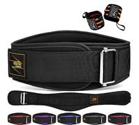 EVO Fitness Ceinture Musculation AUTO LOCK 6,5" Homme Femme Dos Rembourré En Néoprène Soutien Lombaire Gym Lestée Force Training Deadlifts Squats Avec Bracelet De Poignet De 18" Sport (Noir, XL)