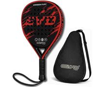 EVO Fitness Padel Racket in Carbon Fiber - Soft EVA Foam Core for Maximum Control - 350g Lightweight Paddle Rackets for Adults - Extra Large 525cm² Head Surface Padel Tennis Racket-Red (1)
