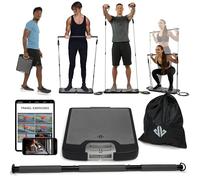 Evo Gym - Équipement de Musculation Portable à Domicile, Salle de Sport à Domicile | Salle de Sport Tout-en-Un - 10 Bandes de résistance, Base pour Barre de Gym et poignées pour Voyage | Équipement